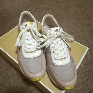 Michael Kors Women's White, Gray, and Yellow Sneakers